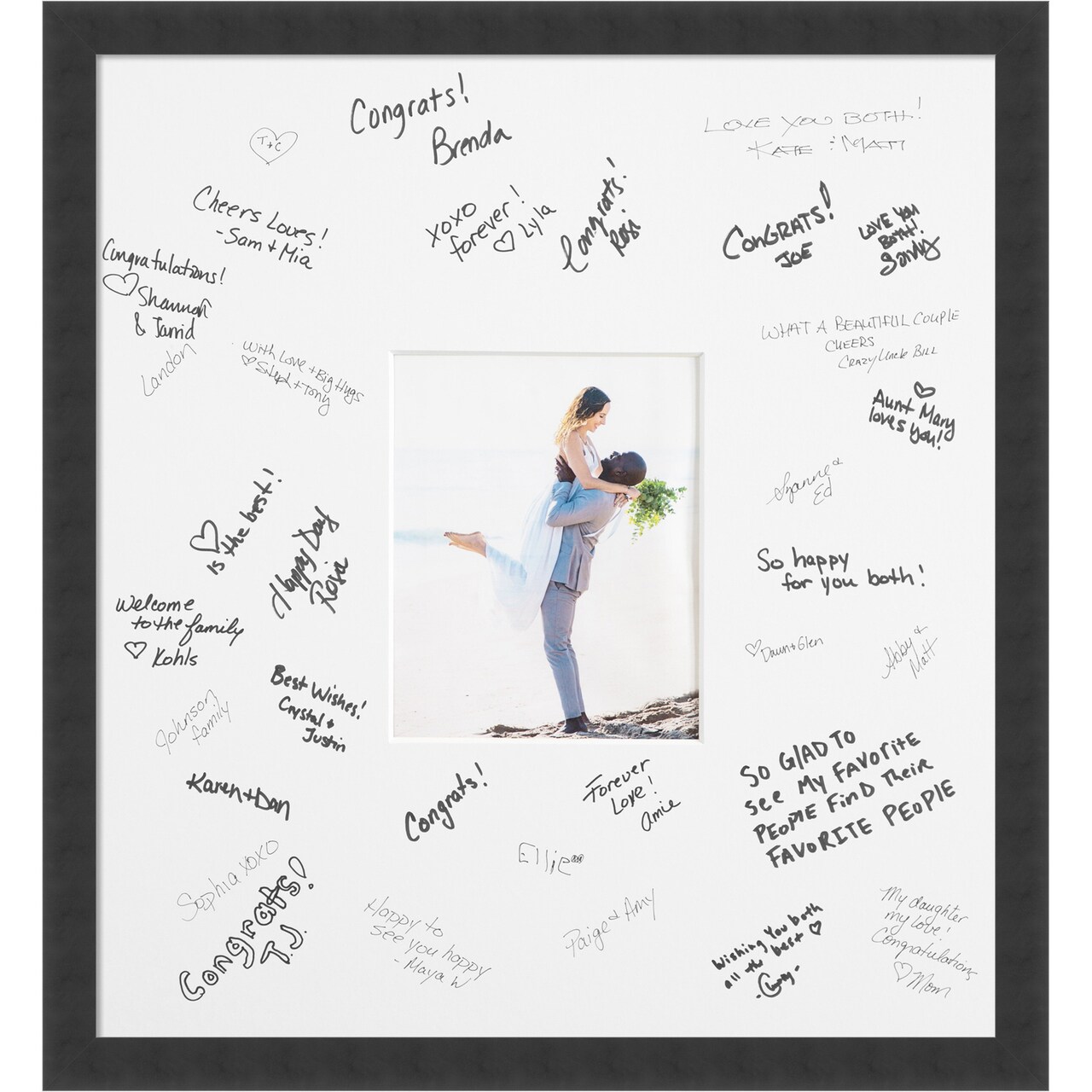 Mezzanotte Signature Mat Picture Frame, Photo Frame Wedding Guest Book Alternative, Autograph Picture Mat for Signature Board, Wedding Celebrations Graduations Support Encouragement or Retirement